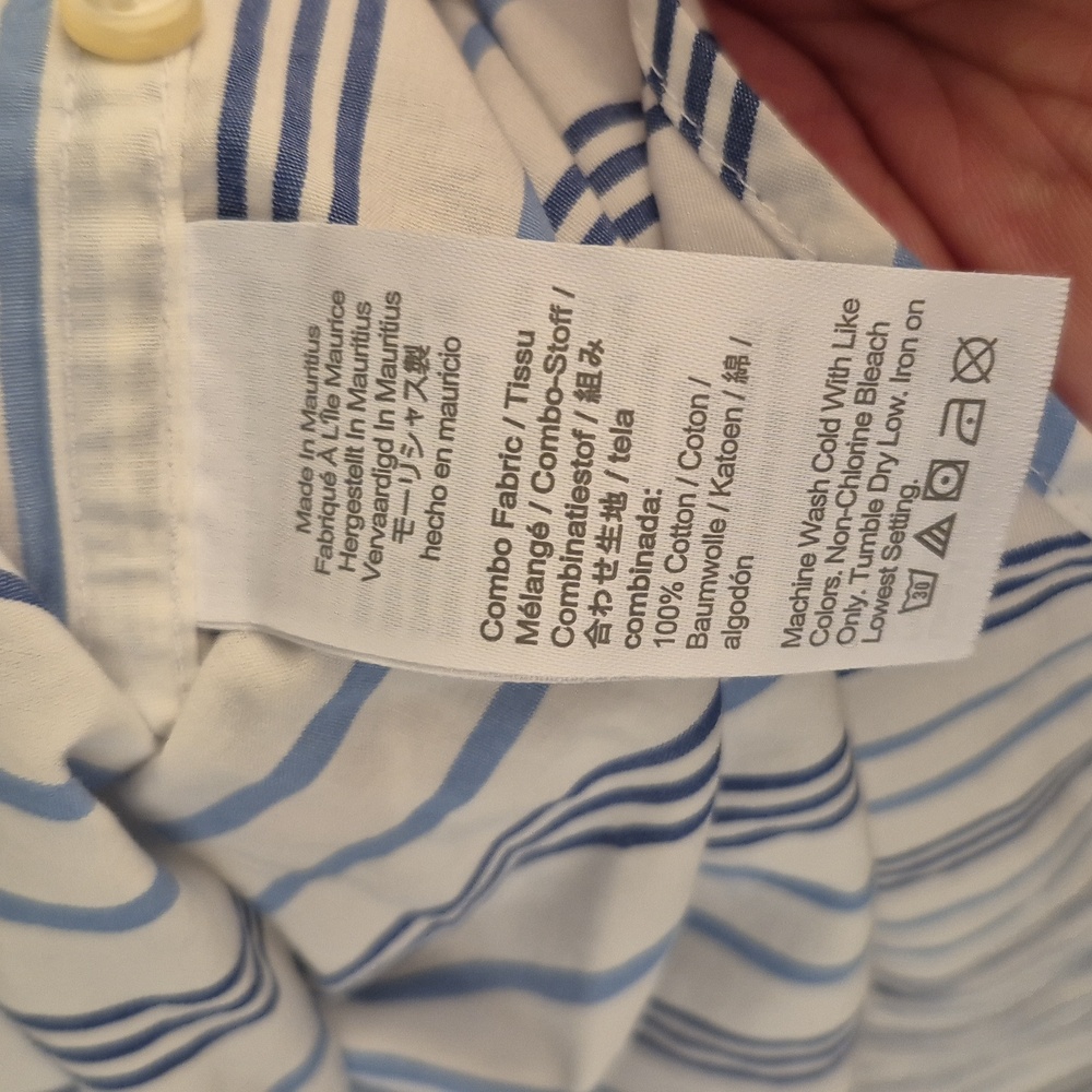 J CREW Secret Wash White Blue Striped Cotton Mens Large Short Sleeve Shirt NEW - Picture 9 of 9